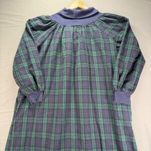 Vermont Country Store Nightgown House Dress Large Blackwatch Flannel Mock Neck